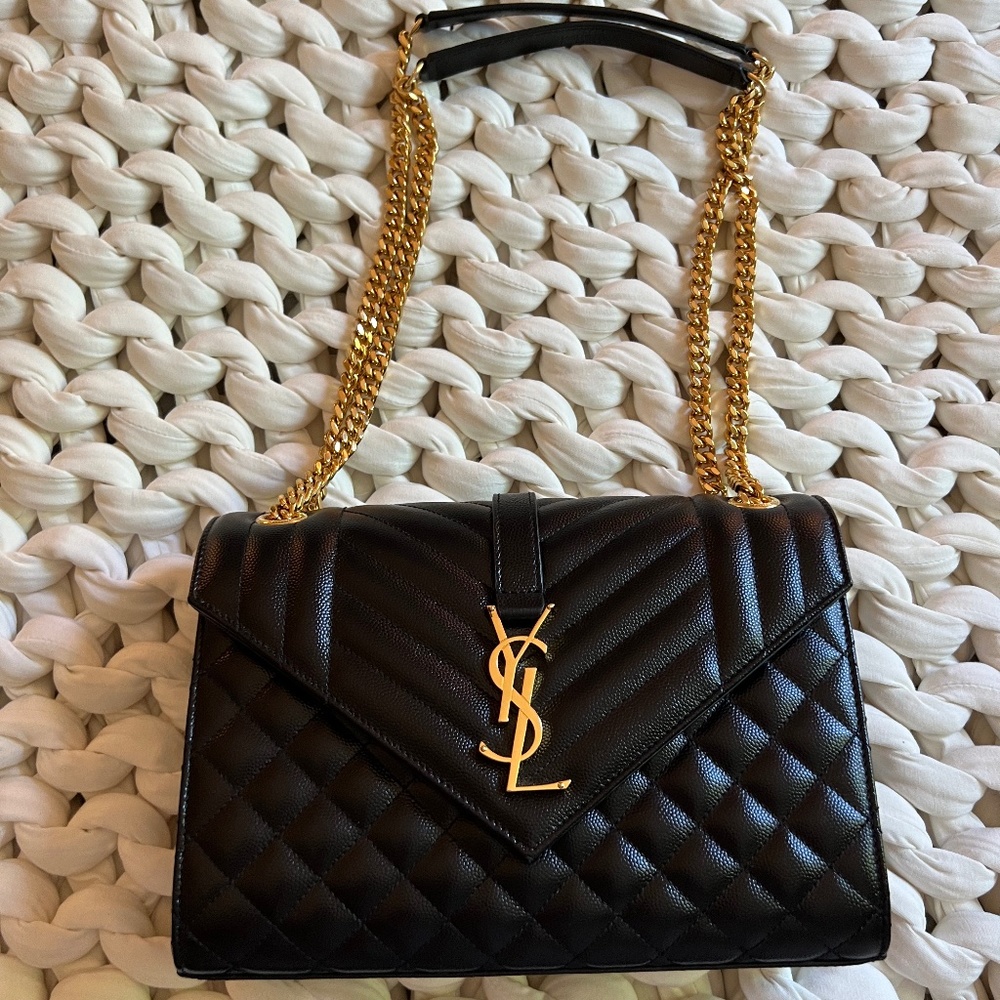 YSL Envelope Medium Chain Bag in Supple Matelassé Leather - EXCELLENT CONDITION